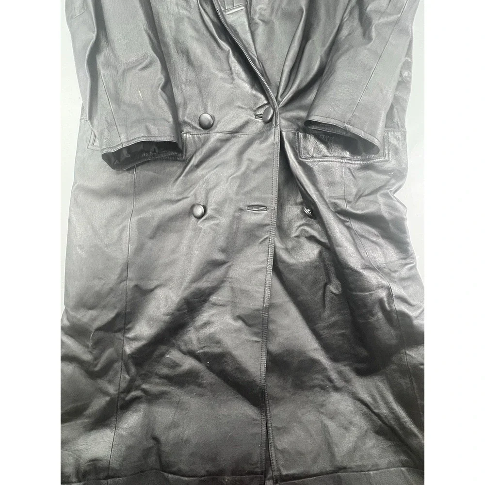 G III Genuine Leather Trench‎ Coat Black Size Large Men's